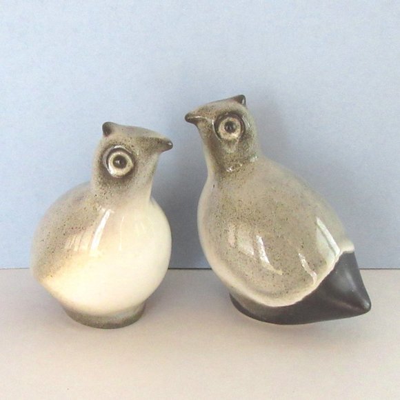 Gray partridge ceramic bird Christmas figurines - Picture 1 of 7